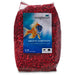 Bag of bright red aquarium gravel with Imagitarium brand label featuring colorful fish illustration