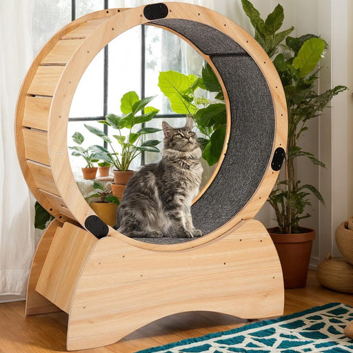 Indoor Cat Exercise Wheel with Carpeted Track