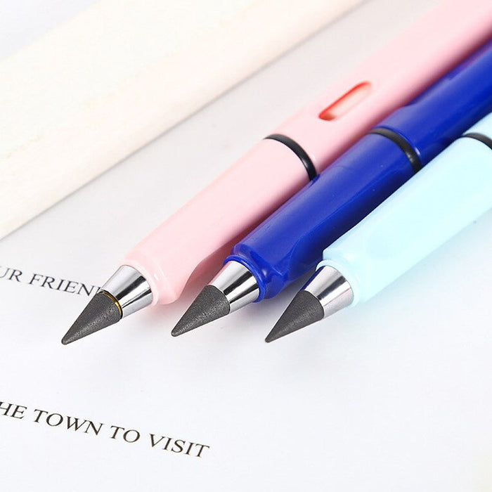 Variety pack of 12 eternal inkless pencils in assorted colors for writing and drawing
