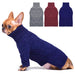 Dog sweater color options in grey, burgundy, and navy blue knit turtleneck styles
