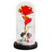 LED rose decoration glowing with warm 3000K light in glass dome
LED Glass Dome Rose Decoration