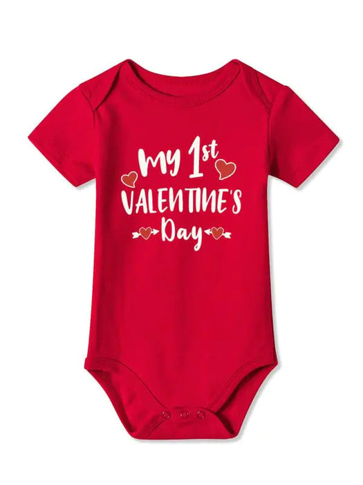 First Valentines Day Baby Onesie with Hearts