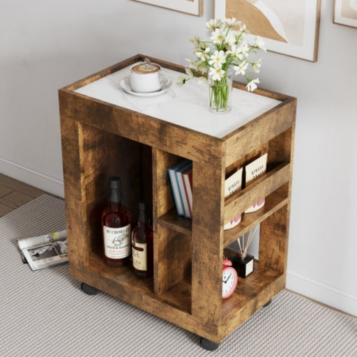 Mid-Century Modern Movable Side Cabinet for Sofa Top