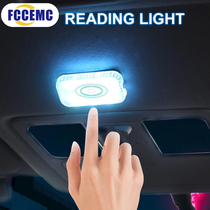 Mini LED touch light for car interior with USB rechargeable battery and one-touch control
