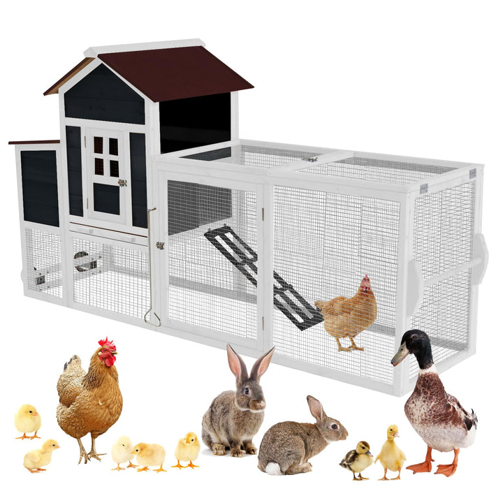 Mobile Wooden Chicken Coop with Run