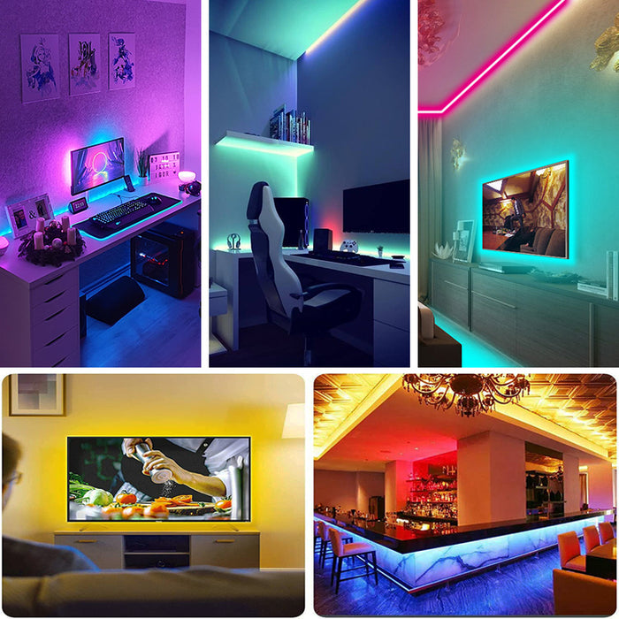 Multi color LED lights enhance home entertainment ambiance with dynamic effects
