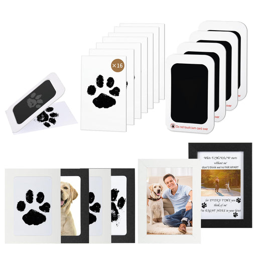 Pet paw print kit with ink pads print cards photo frames and memorial keepsake