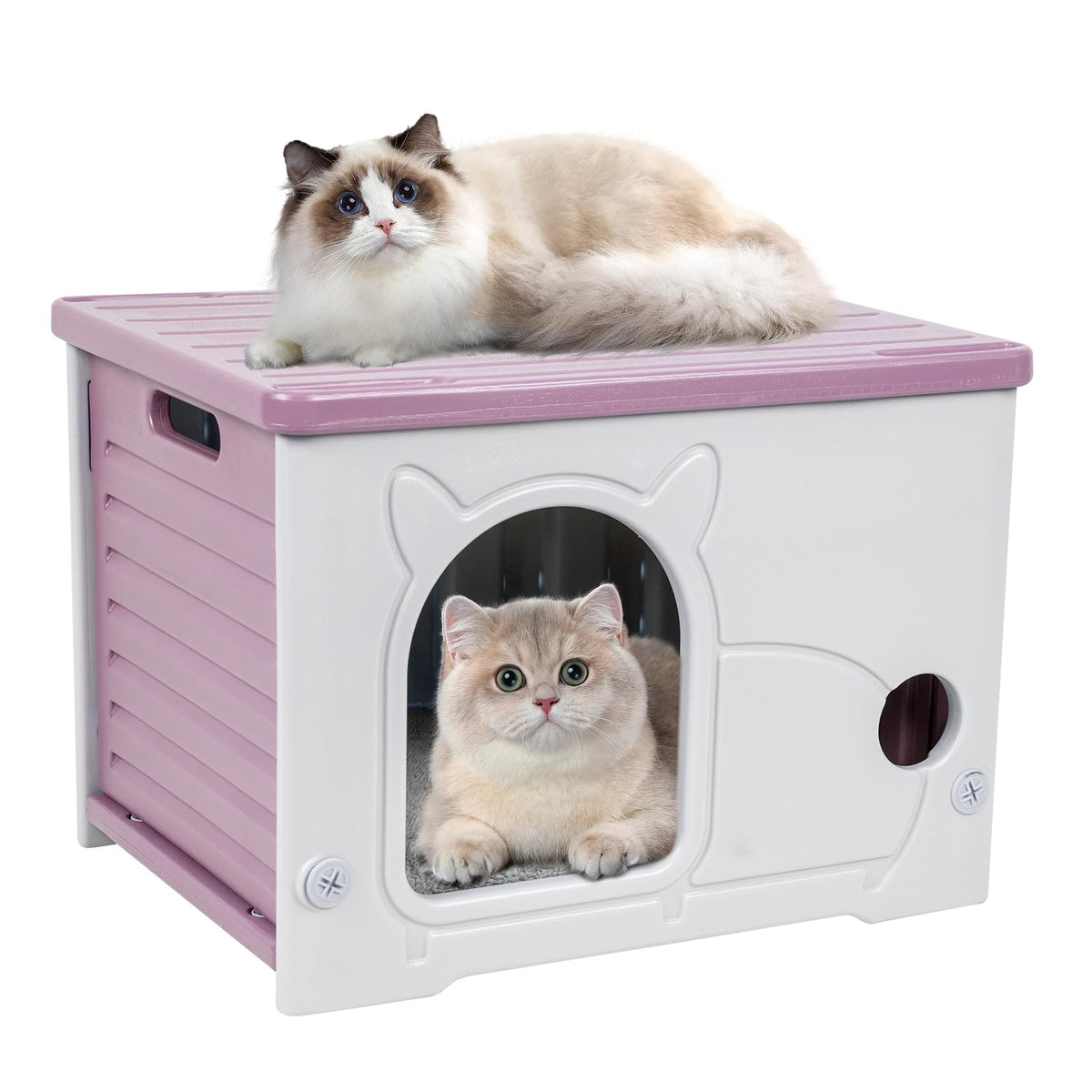 Weatherproof Stackable Pink Cat Shelter House | TailRings.com