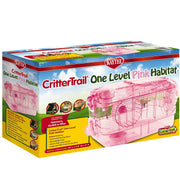 Pink CritterTrail habitat packaging box showing product photo and features for small animals