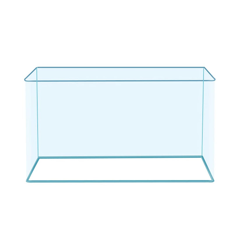 Empty rimless glass aquarium tank with clear transparent walls on white background