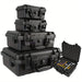 Protective hard shell equipment case with foam interior in professional black finish for cameras and drones
