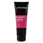Black and pink Animology Puppy Love shampoo tube showing product details and 250ml size