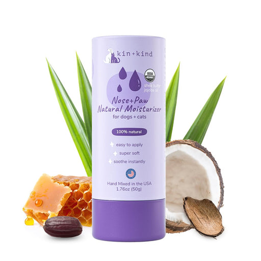 Purple Kin+Kind nose and paw moisturizer stick with natural ingredients coconut and honeycomb
