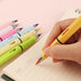 Rainbow inkless pencil set featuring widened clip design for easy attachment to notebooks
