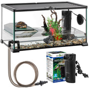 REPTIZOO 10-gallon glass turtle tank with basking platform filter and accessories kit