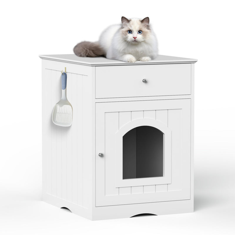 Solid Wood Cat Litter Box House with Drawers
