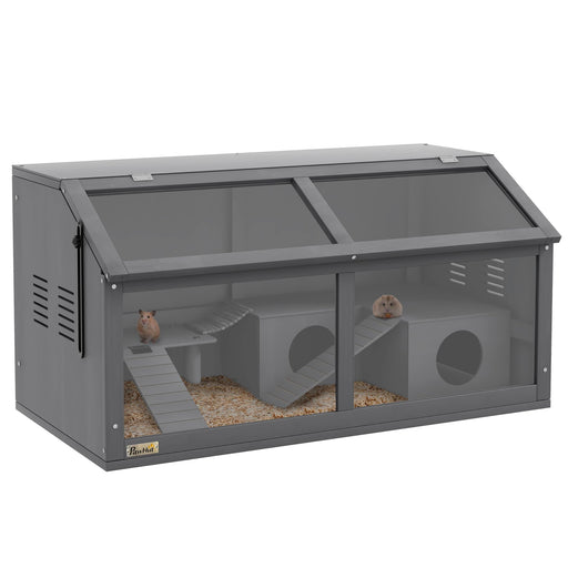 Spacious Wooden Hamster Habitat With Hut