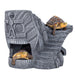Gray stone Egyptian pharaoh skull cave with two small turtles positioned on top and inside