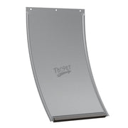 Gray flexible replacement flap for TBCPET large dog door shown at an angle