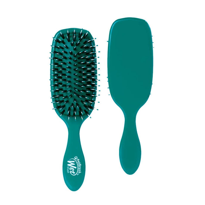 Teal Wet Brush Pet detangling brush showing both bristle side and smooth back side