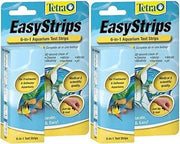 Two packages of Tetra EasyStrips 6-in-1 aquarium test strips showing blue and yellow packaging