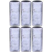 Six gray aquarium filter cartridges arranged in two rows showing textured surfaces