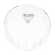 Clear transparent hamster exercise wheel with silent white center hub and ventilation holes