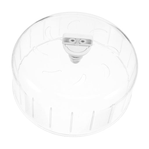 Clear transparent hamster exercise wheel with silent white center hub and ventilation holes