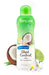 TropiClean lime coconut shed control pet shampoo bottle with green gradient and tropical imagery