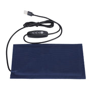 Navy blue reptile heating pad with USB cable and inline temperature control switch