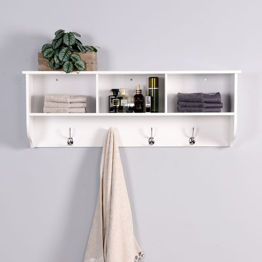 Wall-Mounted Coat Organizer Shelf with Hooks
