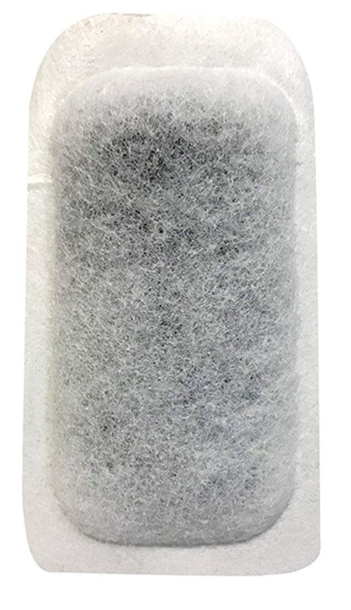 White rectangular filter cartridge with gray activated carbon granules visible through mesh