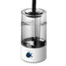White reptile humidifier with clear water tank, black extension hose, and blue control dial